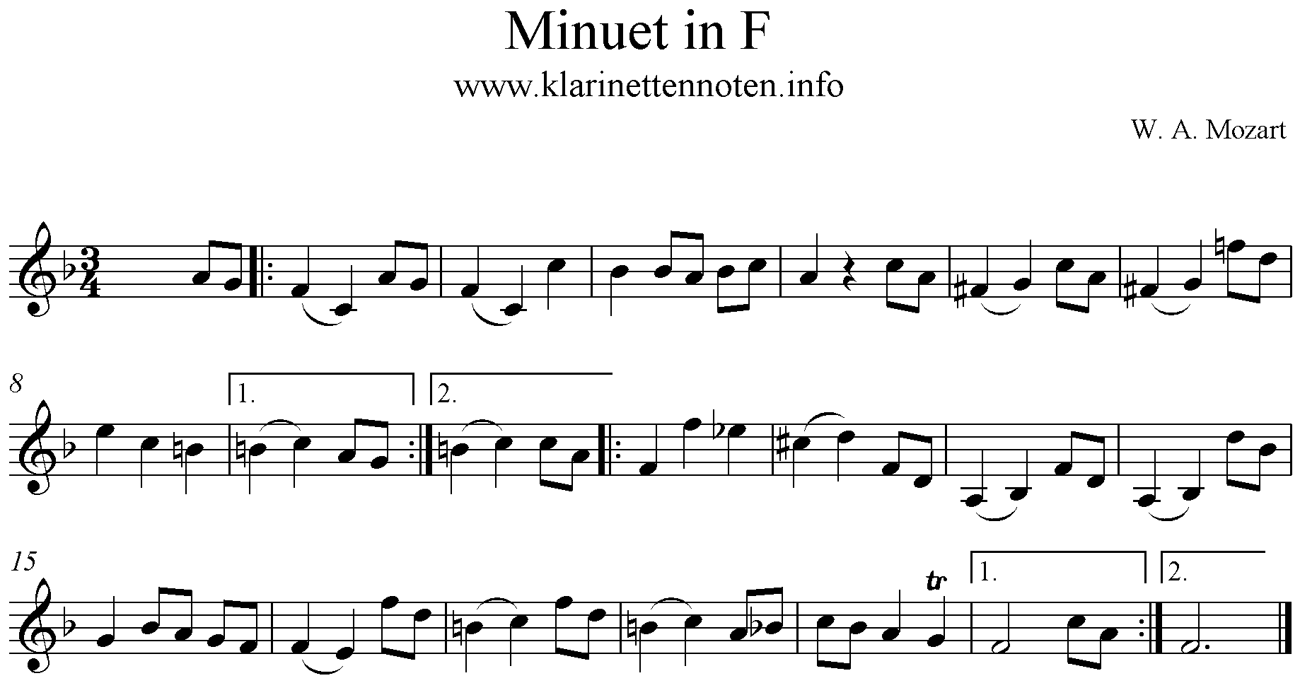Menuet in F, W. A. Mozart